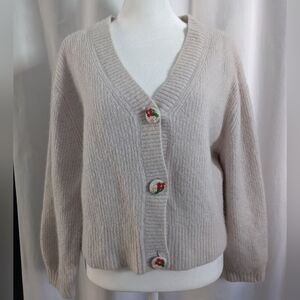 & Other Stories Cropped Wool Poly Alpaca Blend Cardigan Large Read